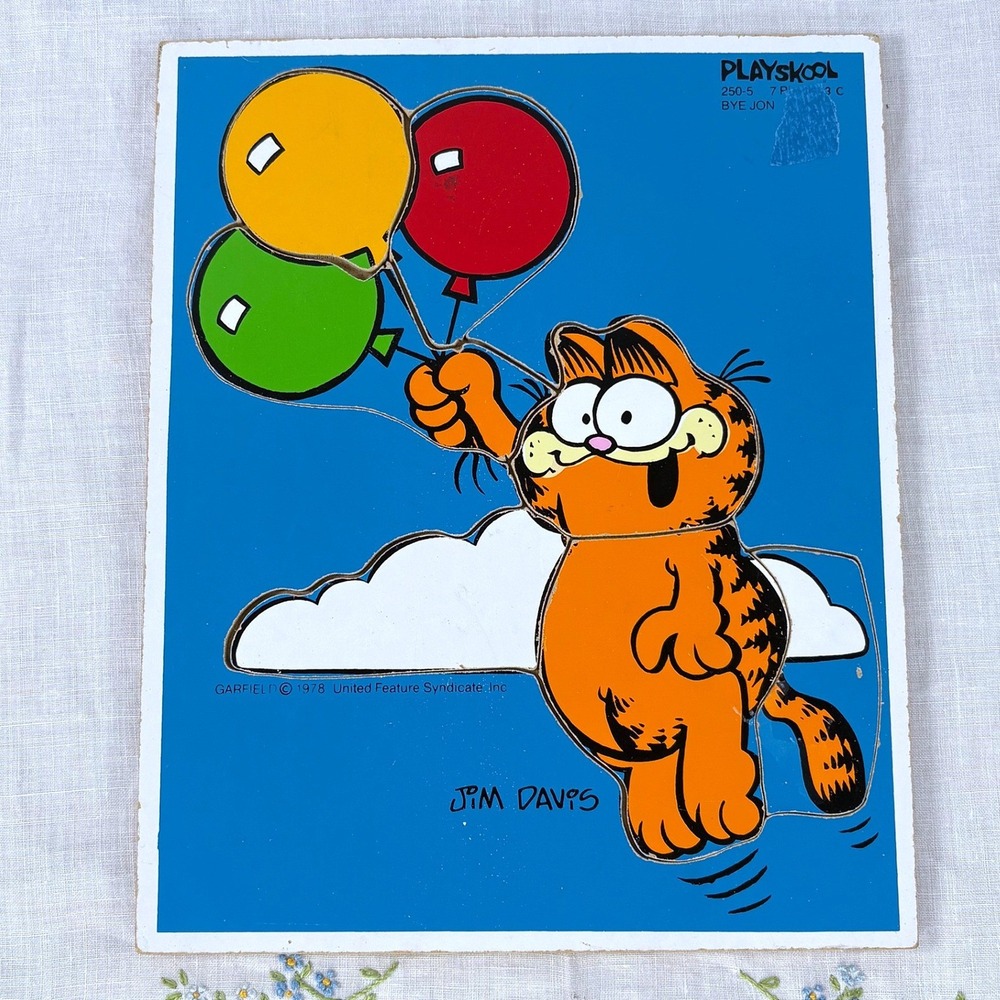 Vintage 1978 Garfield Playskool Wood Tray Puzzle